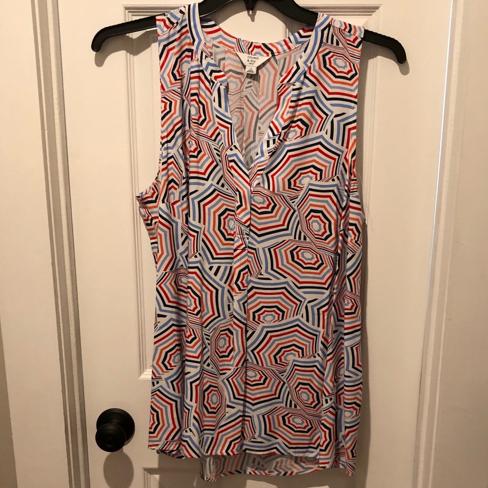 Crown & Ivy Sleeveless Red, White, and Blue Top